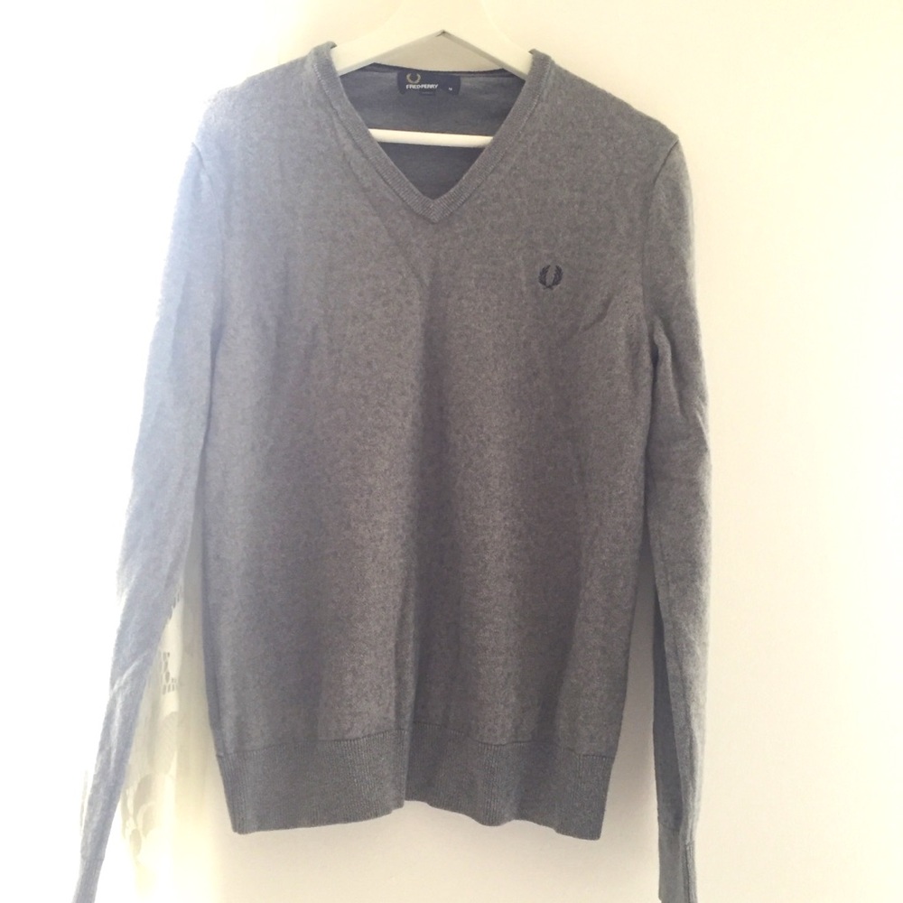 Fred perry V-neck knitwear heather grey